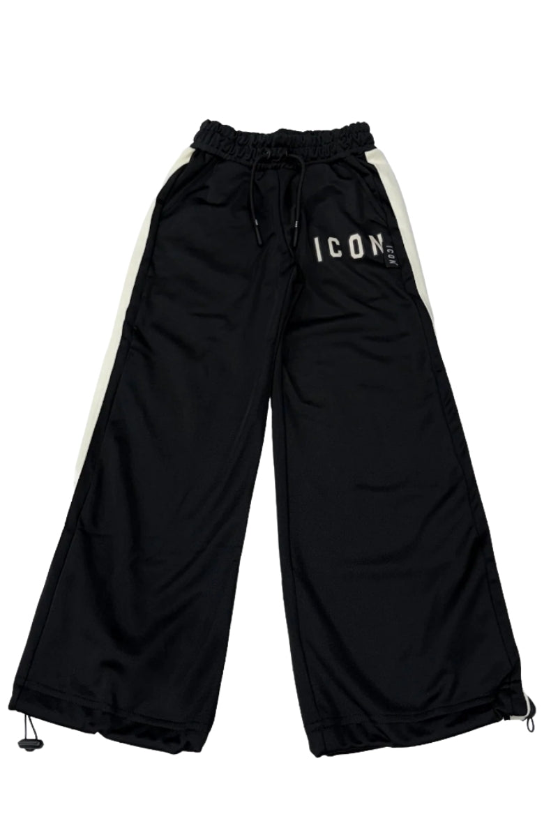 Pantaloni tuta da ragazza con banda a contrasto colore e logo lettering IGSP00812