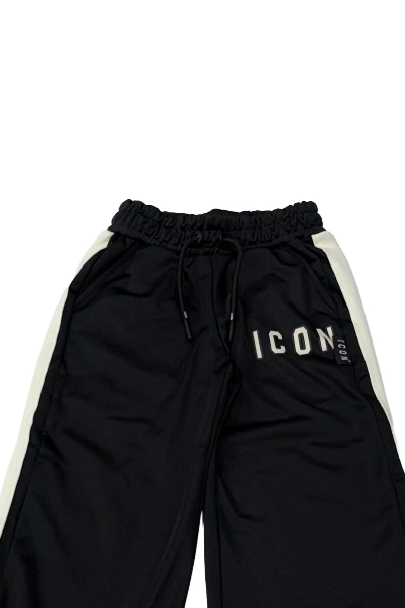 Pantaloni tuta da ragazza con banda a contrasto colore e logo lettering IGSP00812