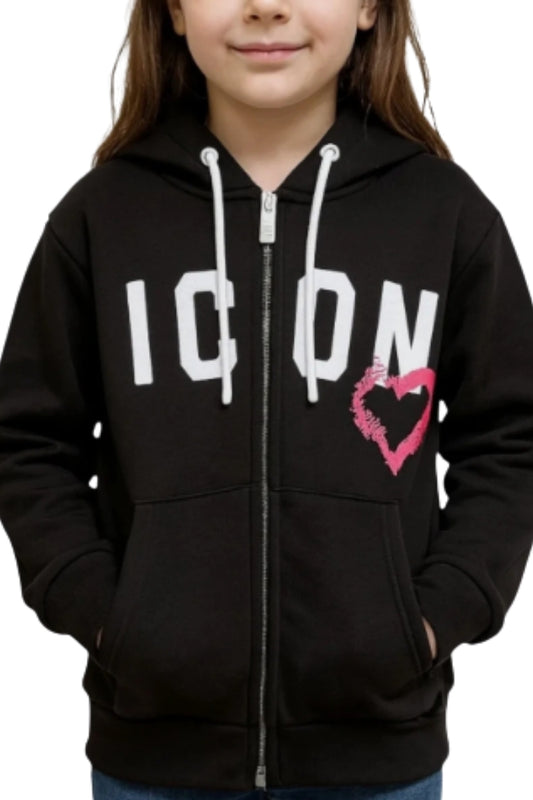 Felpa da ragazza aperta con stampa con logo lettering e cuore IGSW00805