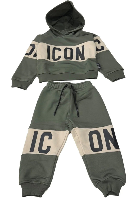 Tuta da bambino due pezzi con bande con maxi logo lettering  INBFS00877