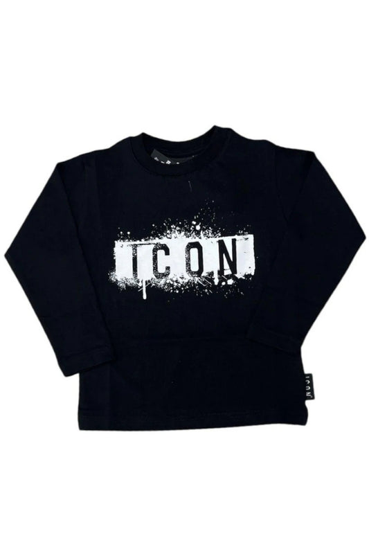 Maglia girocollo da bambino con logo lettering e schizzi frontali INBKL00883