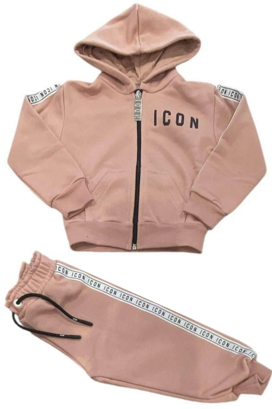 Tuta da bambina due pezzi con banda multi logo lettering laterale INGFS00895