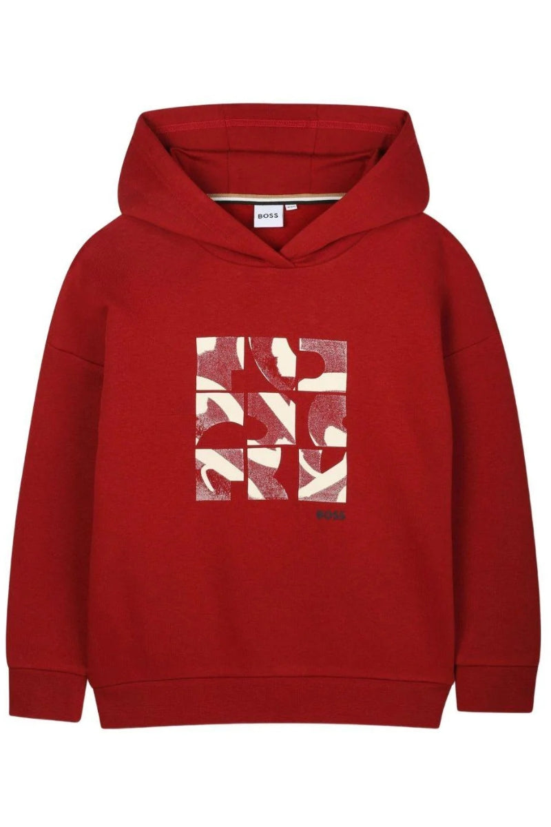 Felpa da bambino con cappuccio in misto cotone garzato J52353