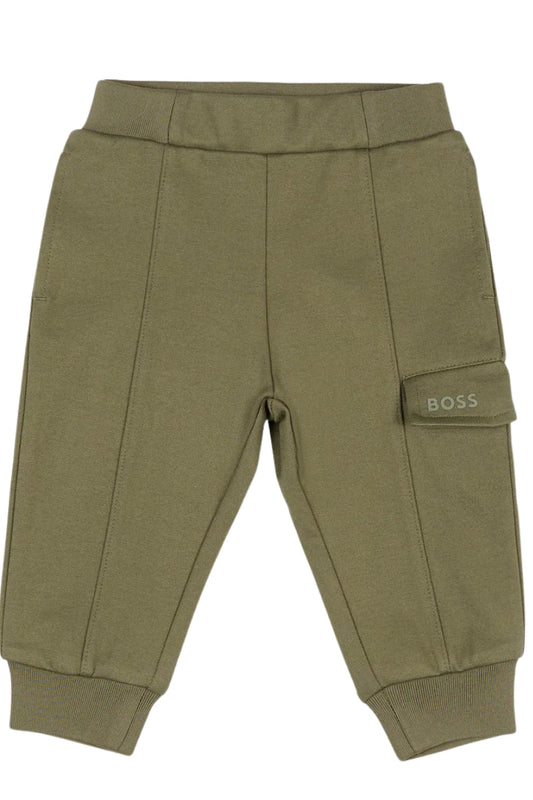 Pantaloni tuta cargo da neonato e bambino con logo lettering gommato sulla patta sinistra  J52436