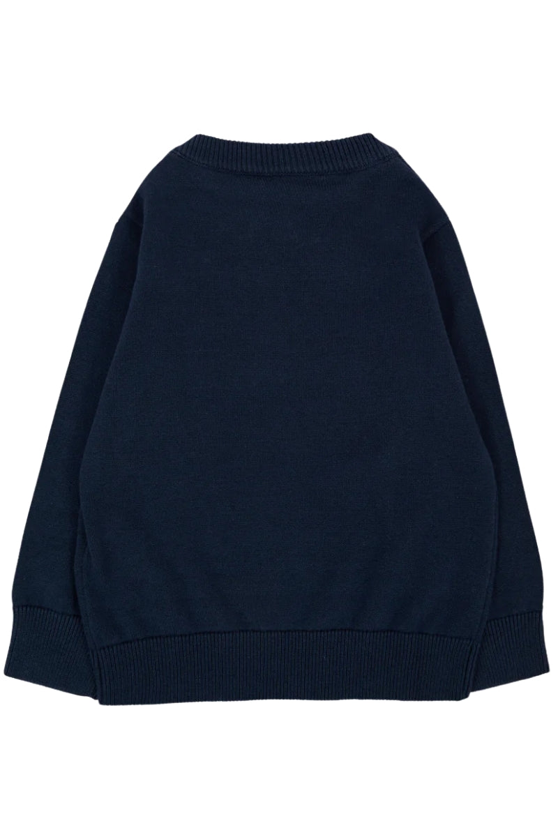 Maglione da neonato e bambino in cotone con maxi logo lettering gommato sul davanti J52455