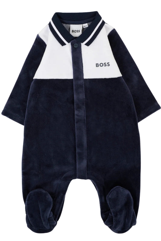 Tutina da neonato in ciniglia con chiusura con bottoni J52522