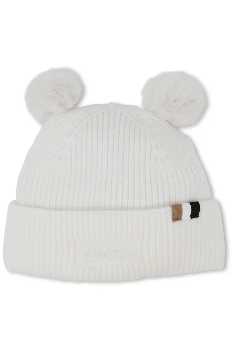 Set cappello e calzini da neonato in maglia con patch a contrasto colore J52599