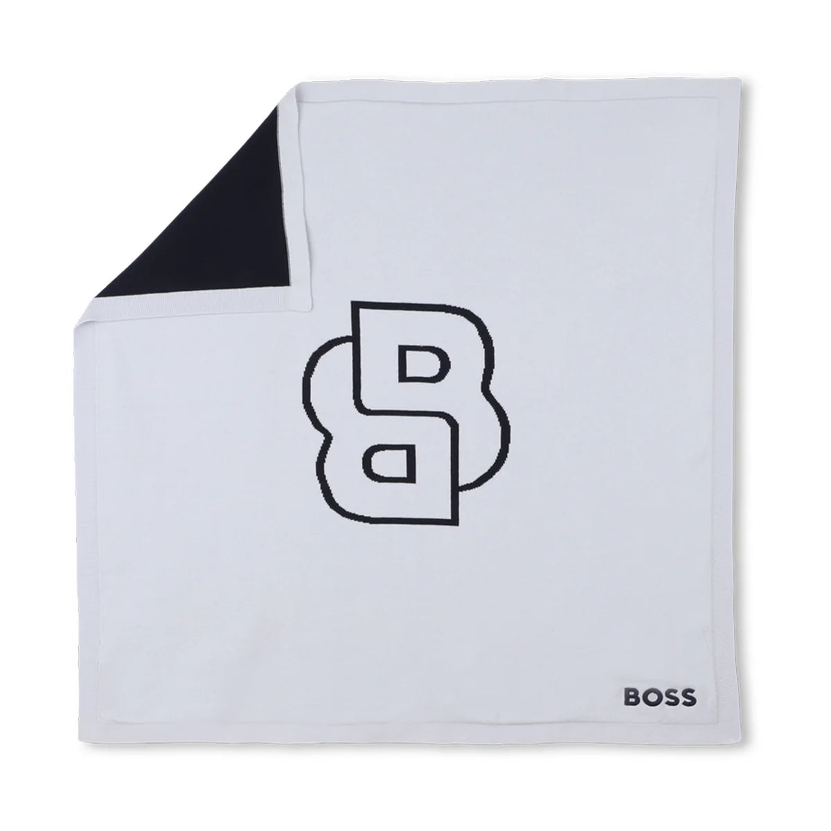 Copertina da neonato con maxi logo monogram e dettagli a contrasto colore J52600