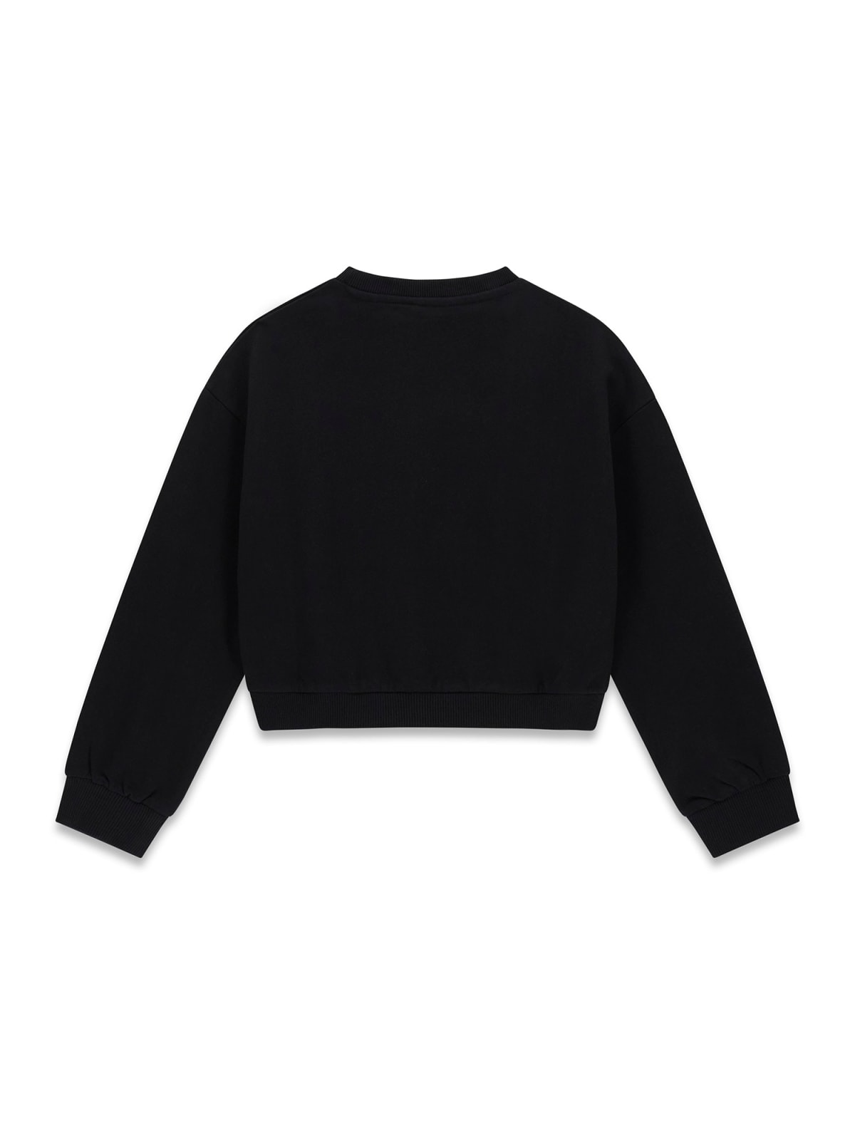 Felpa girocollo da ragazza in cotone con strass sul davanti e logo lettering J6RQ13KA6R4