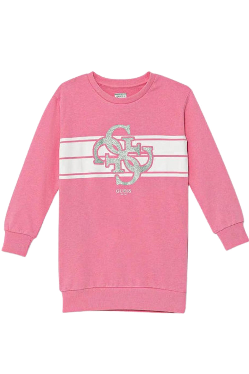 Abito da bambina in cotone con maxi logo 4G con strass sul davanti K5YK02KA6R4