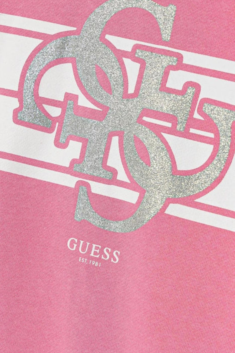 Abito da bambina in cotone con maxi logo 4G con strass sul davanti K5YK02KA6R4