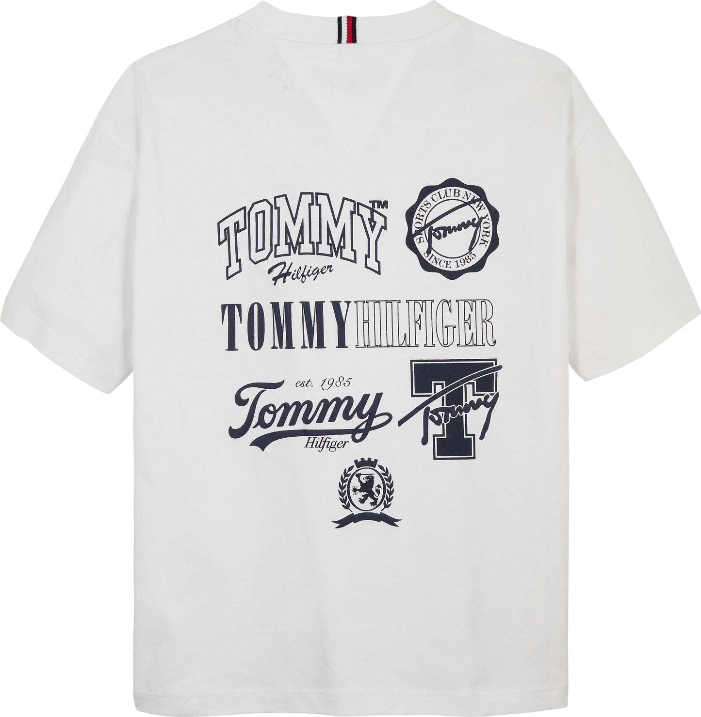 T-shirt girocollo da ragazzo con stampa multi logo lettering sul retro a contrasto colore KB0KB09720YBR