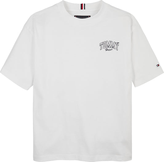 T-shirt girocollo da ragazzo con stampa multi logo lettering sul retro a contrasto colore KB0KB09720YBR