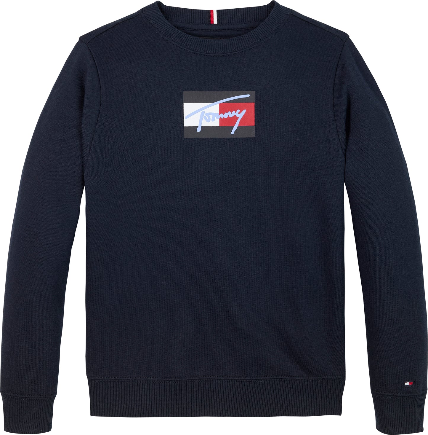 Felpa girocollo da bambino e ragazzo in cotone con bandiera con logo stampata sul davanti KB0KB09741C1G