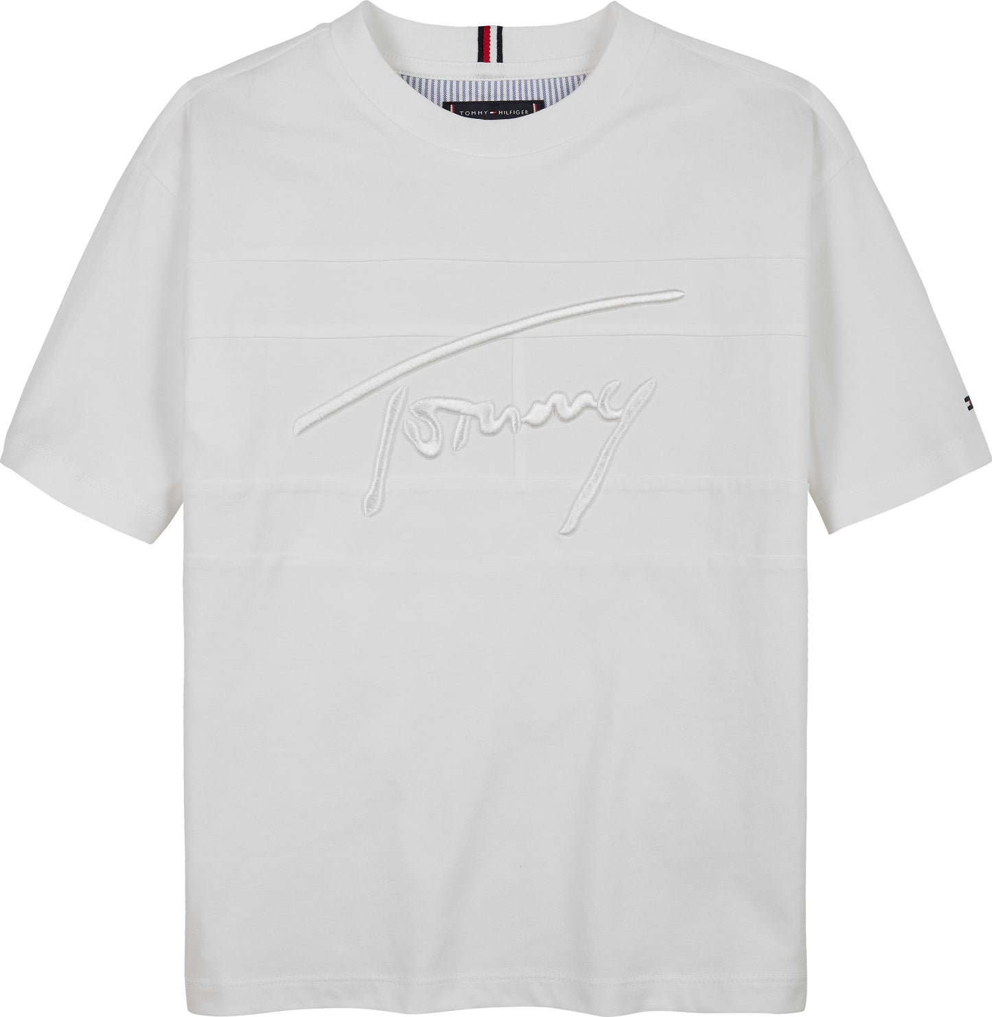 T-shirt girocollo da bambino con maxi logo lettering ricamato ton sur ton (4 e 5 anni) KB0KB09799YBR