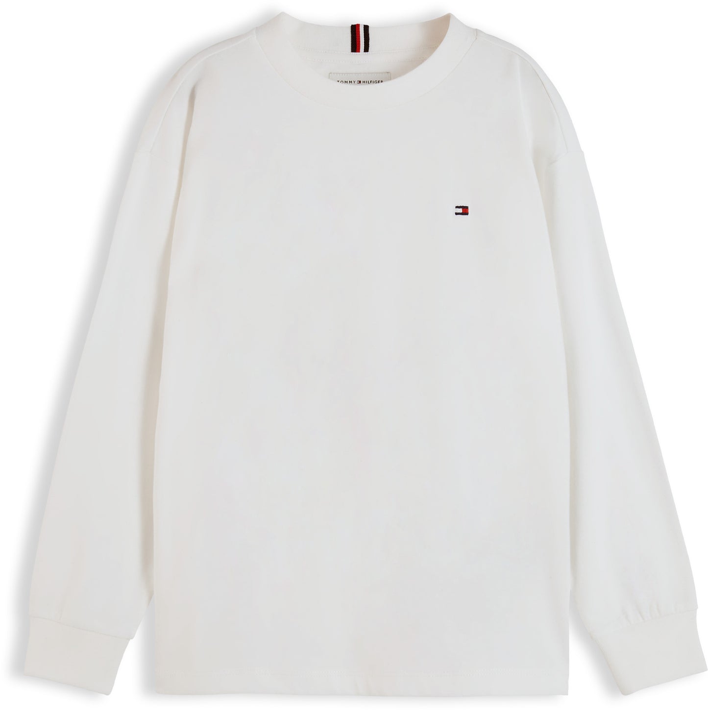 Maglia girocollo da bambino in cotone con bandierina logo ricamata sul petto a sinistra (4 e 6 anni) KB0KB09846YBR