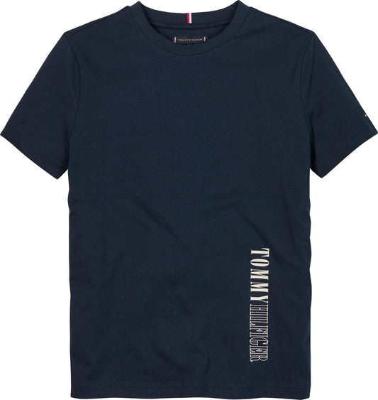 T-shirt girocollo da ragazzo con stampa logo lettering verticale laterale KB0KB09870C1G