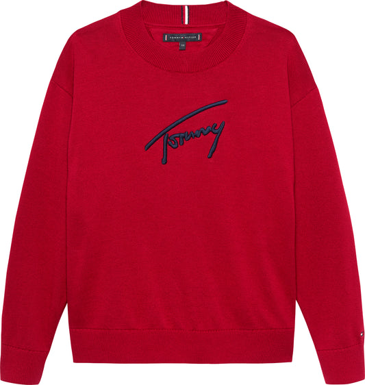 Maglione da neonato e bambino in lana rasata con logo lettering ricamato a contrasto KB0KB09974XLD