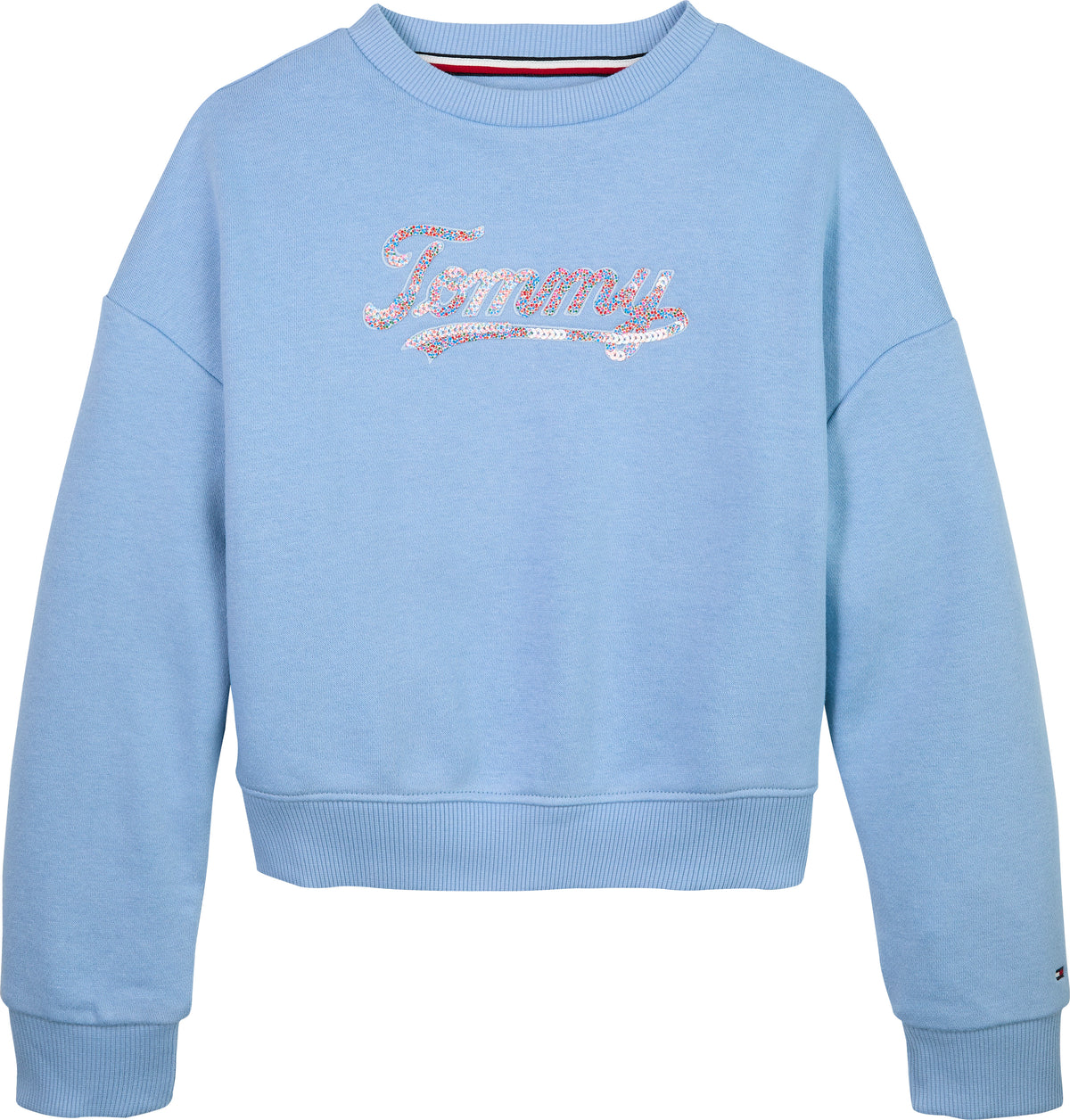 Felpa girocollo da bambina con logo lettering con paillettes multicolor (4 e 5 anni)  KG0KG08686C14
