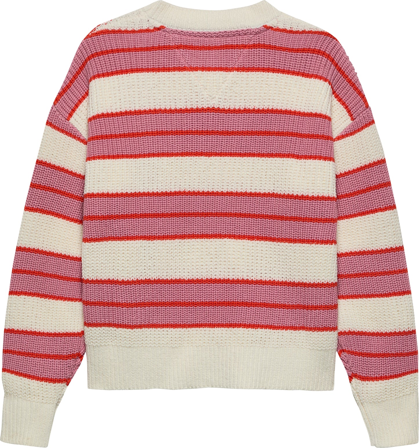 Maglione girocollo da bambina con righe orizzontali a contrasto colore all over KG0KG08833THC