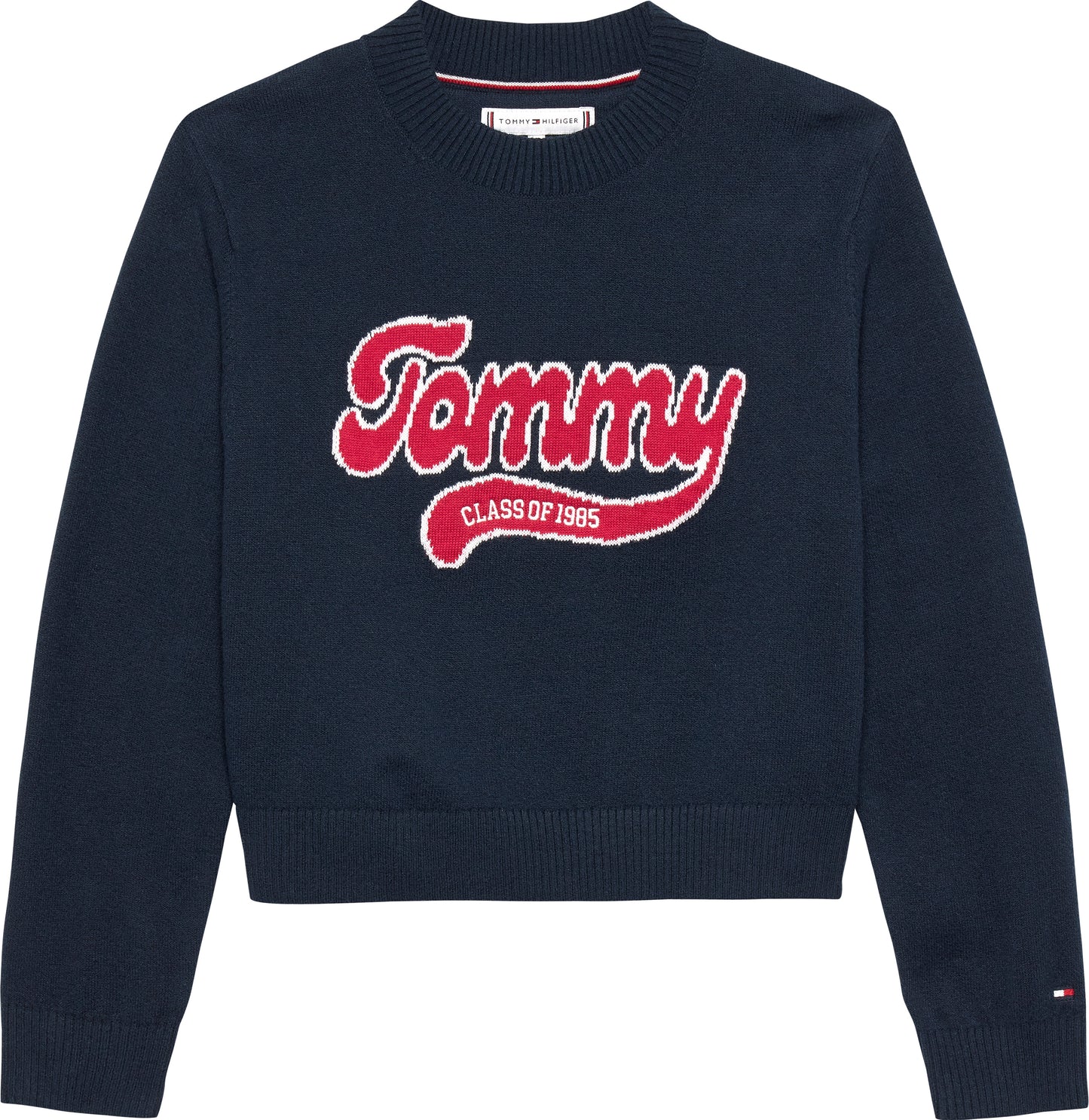 Maglione da ragazza in lana morbida con maxi logo a contrasto colore sul davanti KG0KG08842C1G