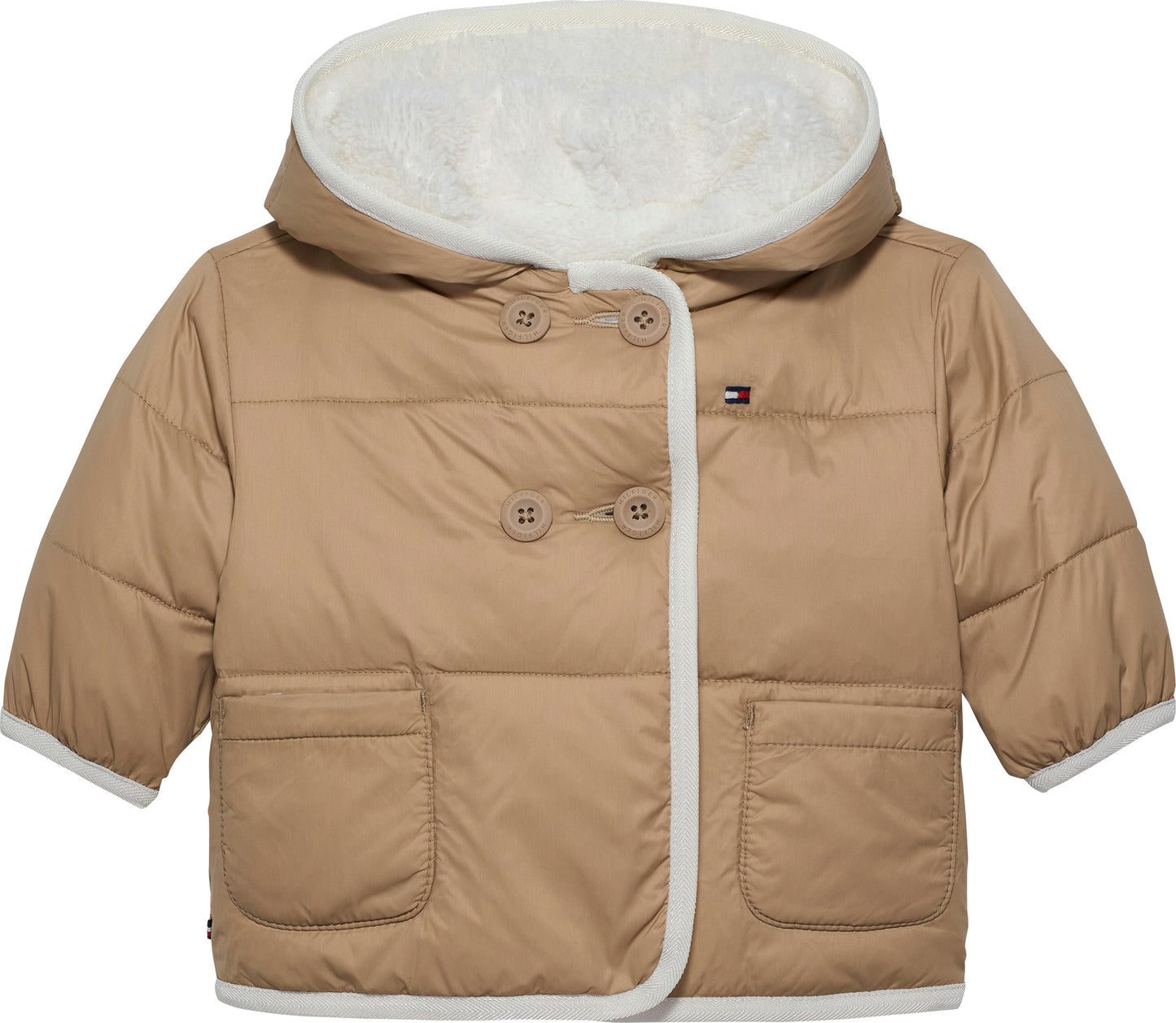 Giubbino da neonata reversibile in ecopelliccia con cappuccio KN0KN02064GUQ