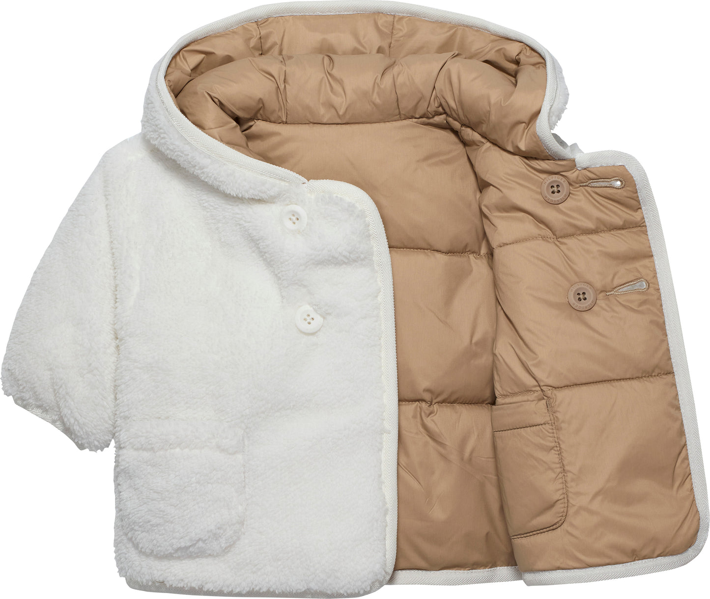 Giubbino da neonata reversibile in ecopelliccia con cappuccio KN0KN02064GUQ