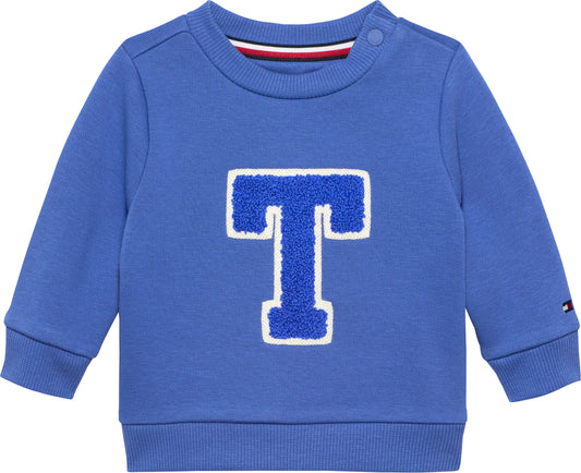 Felpa girocollo da neonato con maxi logo monogram ricamato sulla parte frontale KN0KN02071C6D