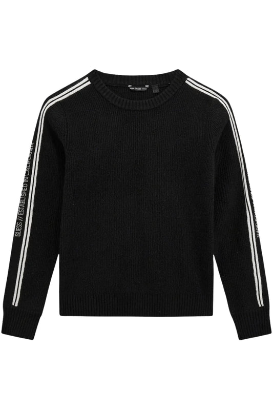 Maglione girocollo da ragazzo con banda logata sui laterali L5BR06Z3FU0