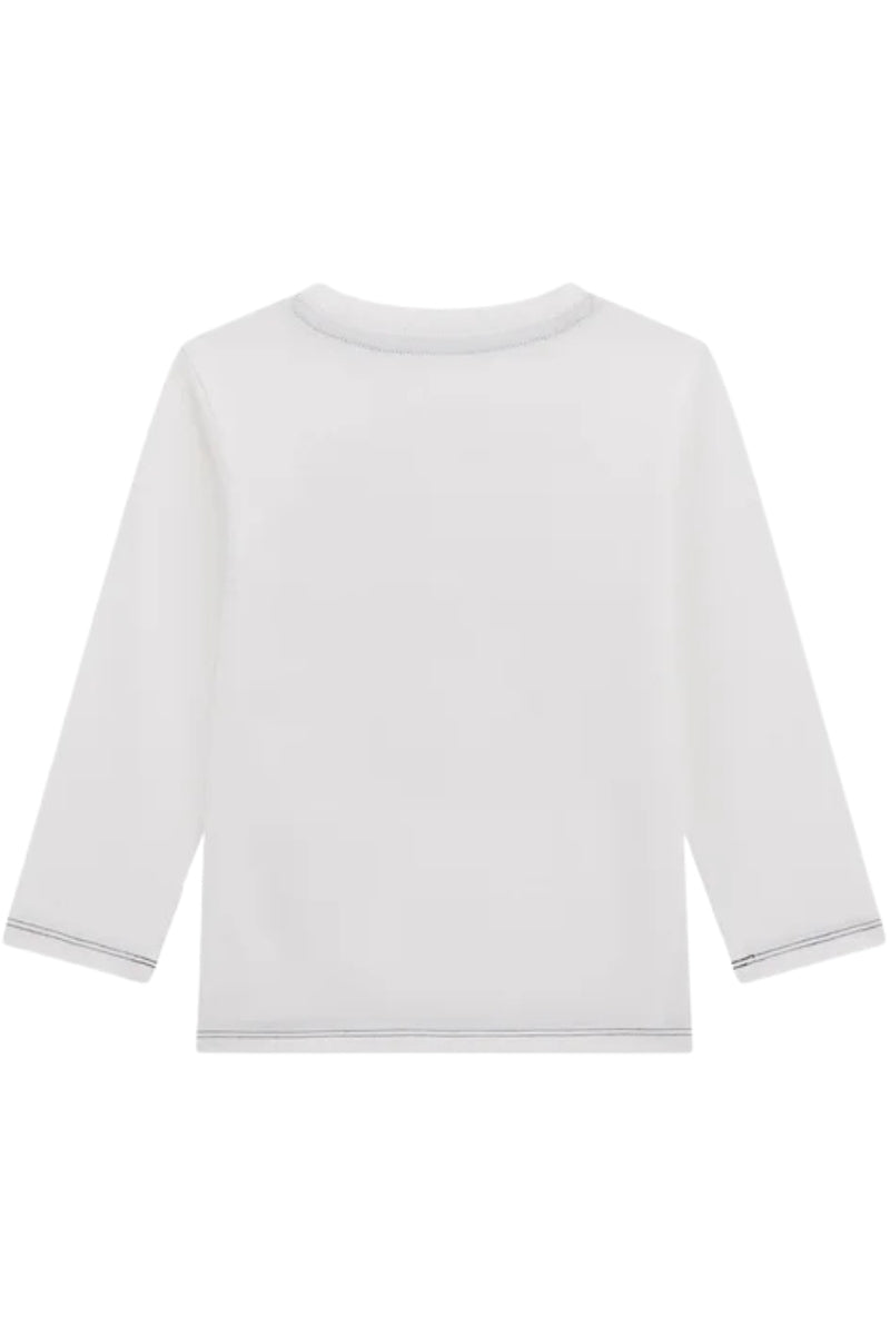 Maglia da neonato e bambino in cotone con logo lettering e ricami in tessuto in rilievo sul davanti N5BI06I3Z14