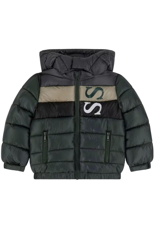 Giubbotto da neonato e bambino con imbottitura pesante e maxi logo lettering N5BL09WEGY0