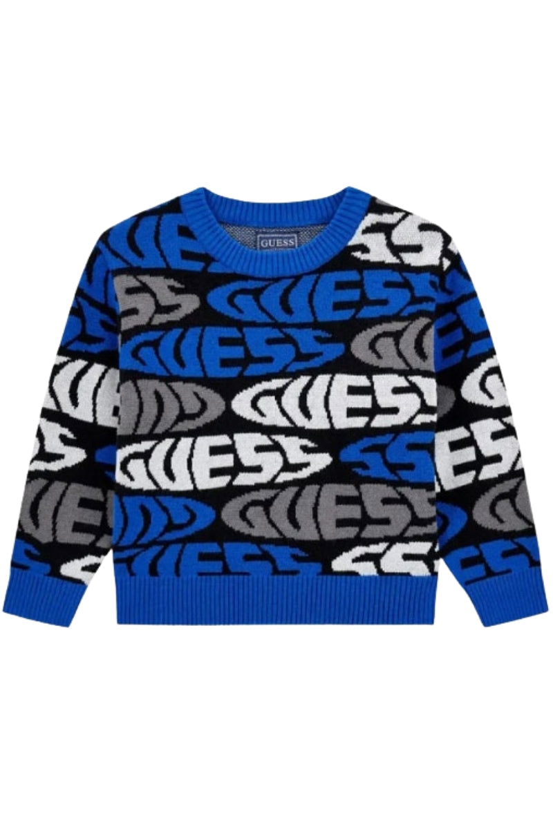 Maglione da neonato e bambino in misto cotone con logo lettering all over a contrasto N5YR00Z3GV0