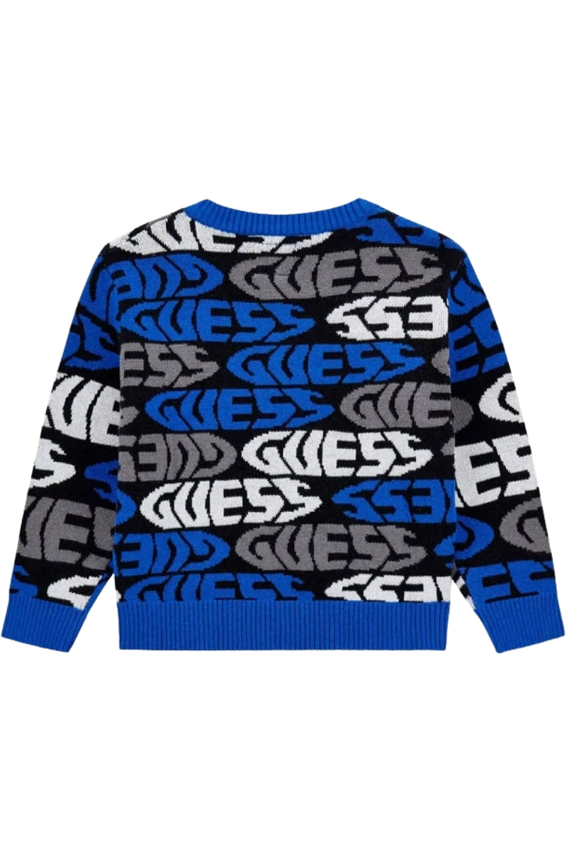 Maglione da neonato e bambino in misto cotone con logo lettering all over a contrasto N5YR00Z3GV0