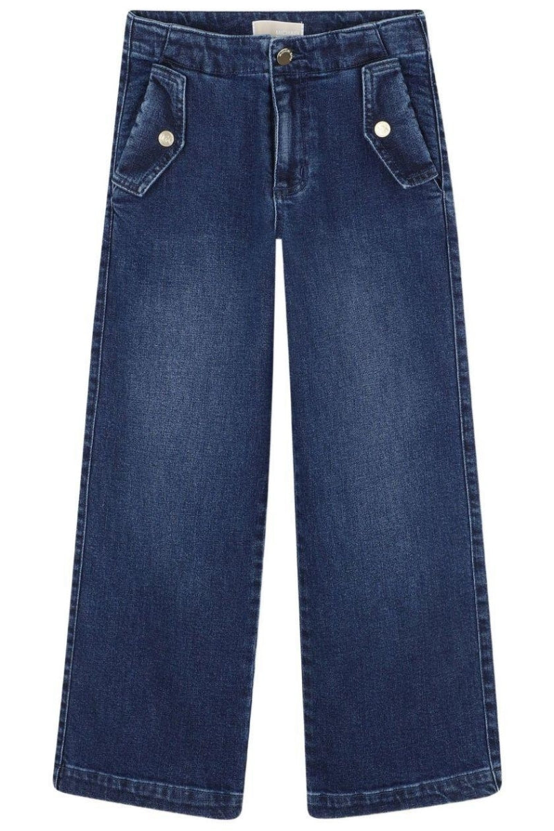 Jeans da bambina e ragazza in misto cotone con tasche con patta sul davanti R30447