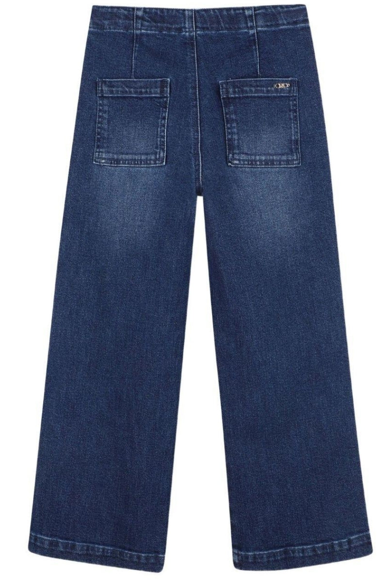 Jeans da bambina e ragazza in misto cotone con tasche con patta sul davanti R30447