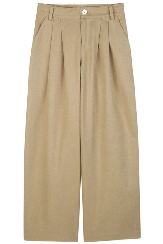 Pantaloni da bambina e ragazza a gamba larga con pieghe frontali R30449