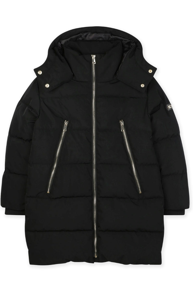 Giubbotto piumino da ragazza lungo con imbottitura pesante e zip frontali R30458