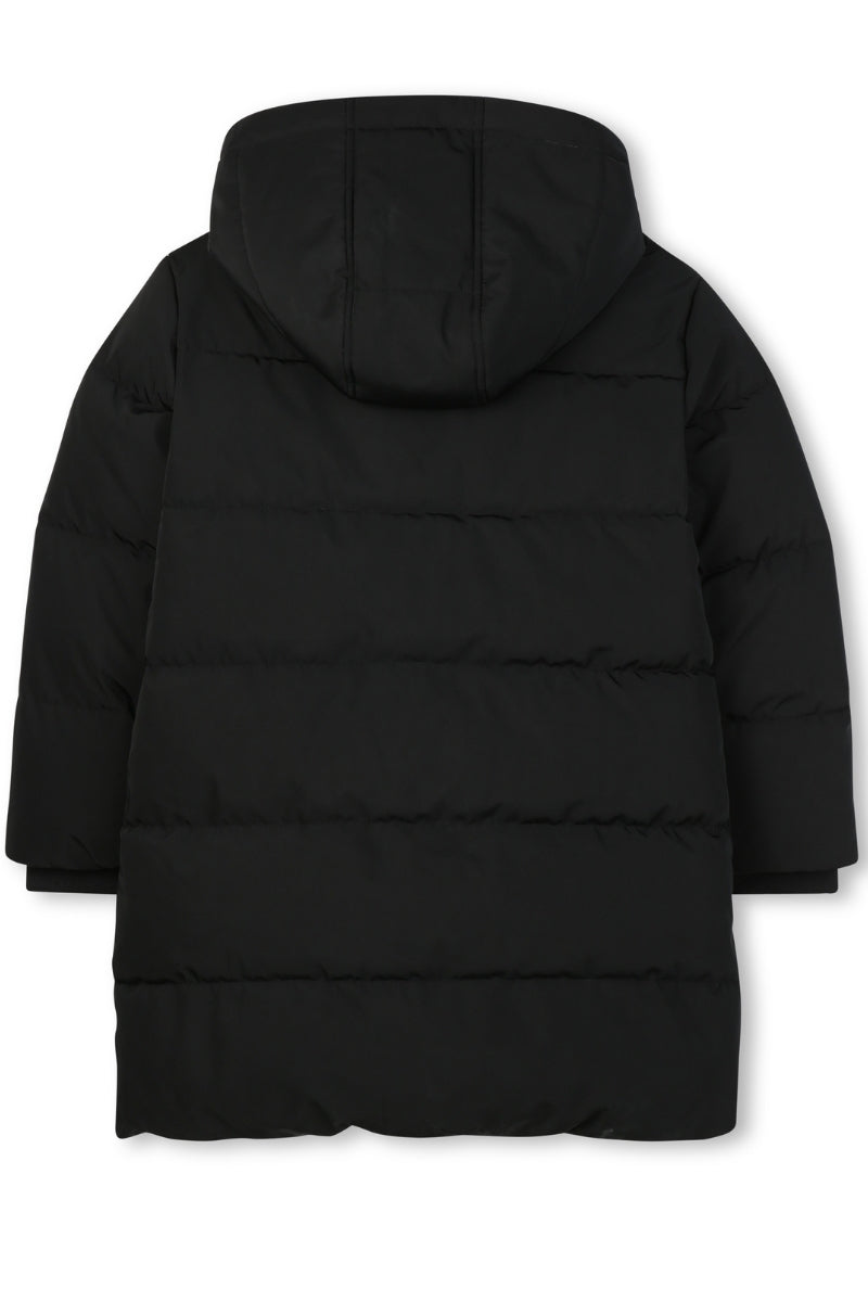 Giubbotto piumino da ragazza lungo con imbottitura pesante e zip frontali R30458