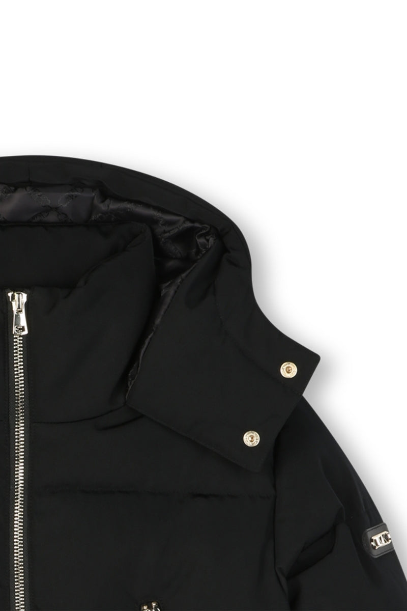 Giubbotto piumino da ragazza lungo con imbottitura pesante e zip frontali R30458