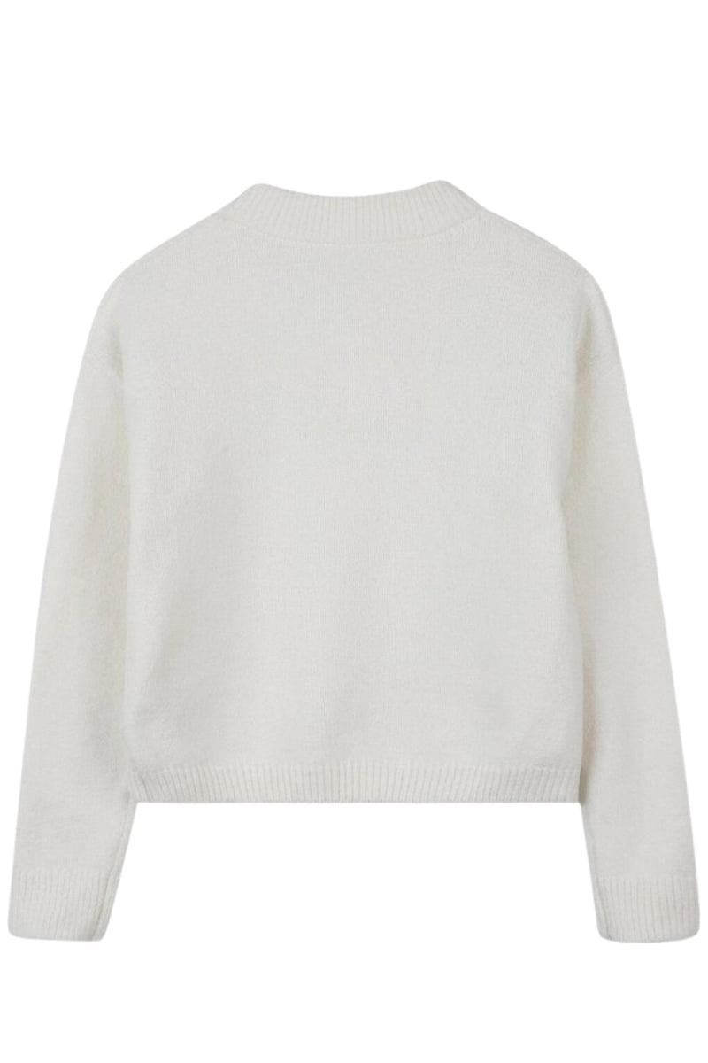 Maglione da bambina e ragazza cropped con logo monogram con strass sul davanti R30460