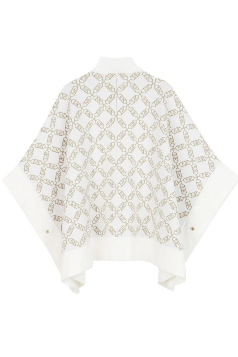 Cardigan a mantella da ragazza in lana con logo monogram all over R30463