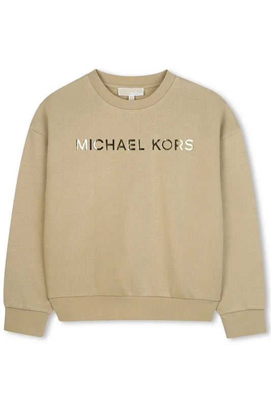 Felpa girocollo da bambina e ragazza con logo lettering laminato sul davanti R30469