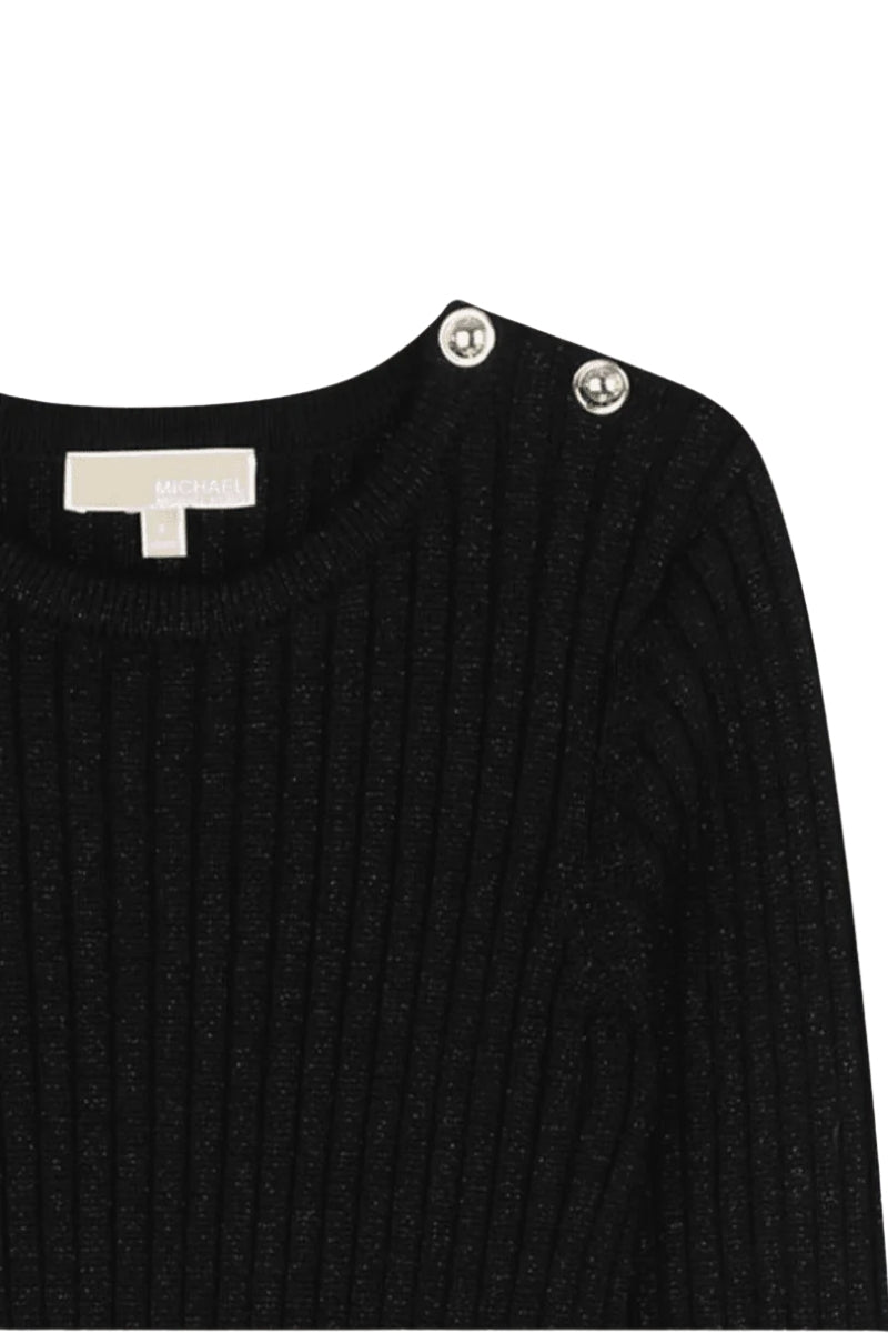 Abito lungo da ragazza in maglia a coste con spacco laterale  R30476