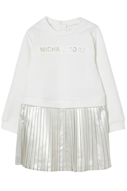 Abito da bambina con parte inferiore satinata e plissettata R30482