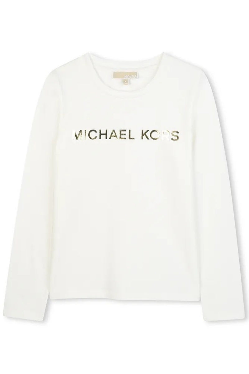 Maglia da bambina e ragazza in cotone con logo lettering laminato sul davanti R30488