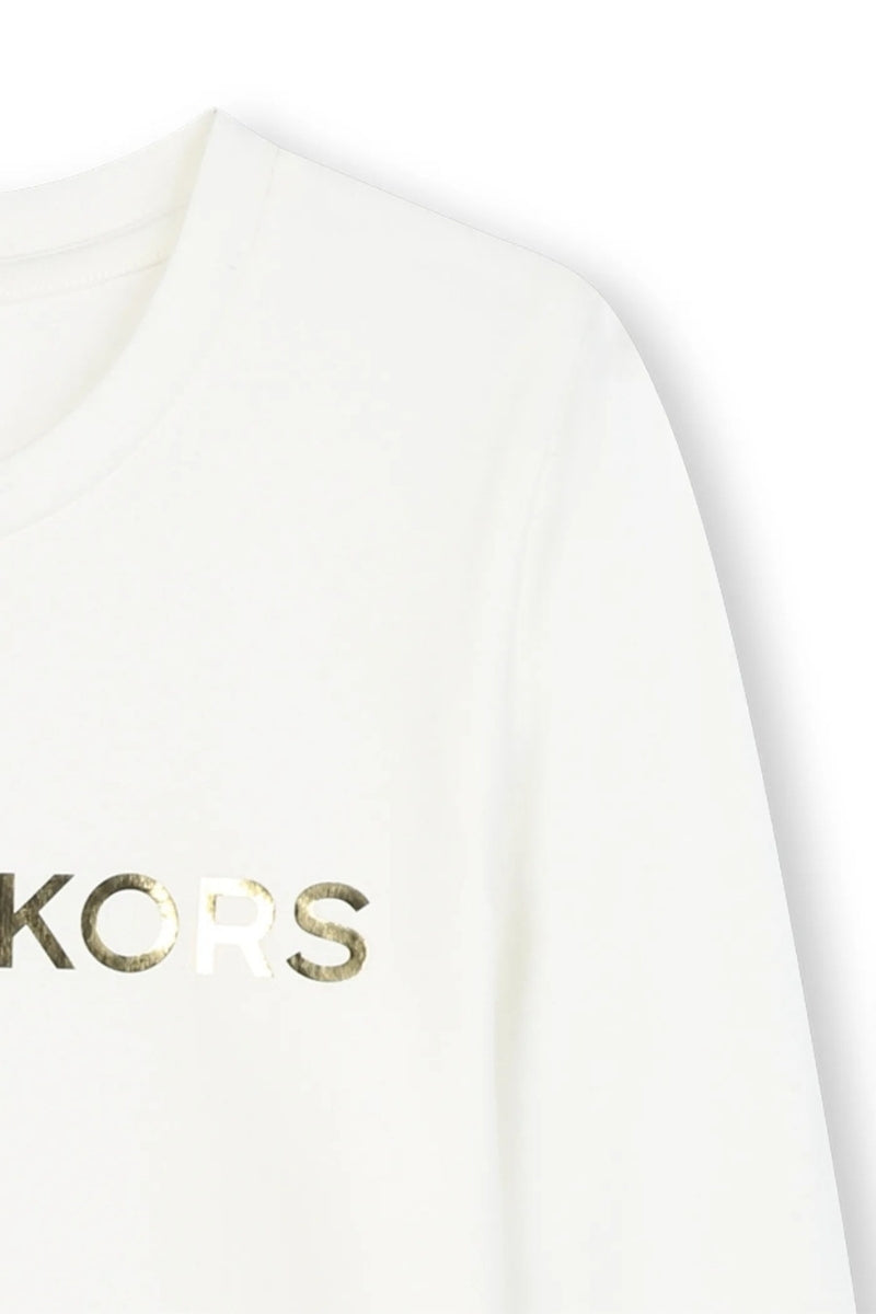 Maglia da bambina e ragazza in cotone con logo lettering laminato sul davanti R30488