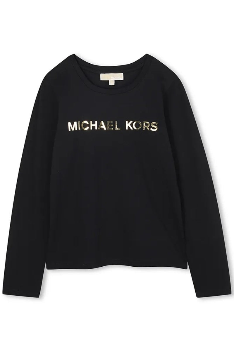 Maglia da bambina e ragazza in cotone con logo lettering laminato sul davanti R30488