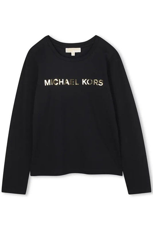 Maglia da bambina e ragazza in cotone con logo lettering laminato sul davanti R30488