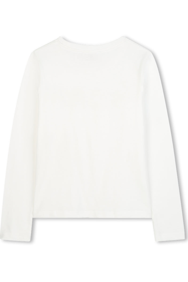 Maglia da bambina e ragazza in cotone con maxi logo con strass sul davanti R30491