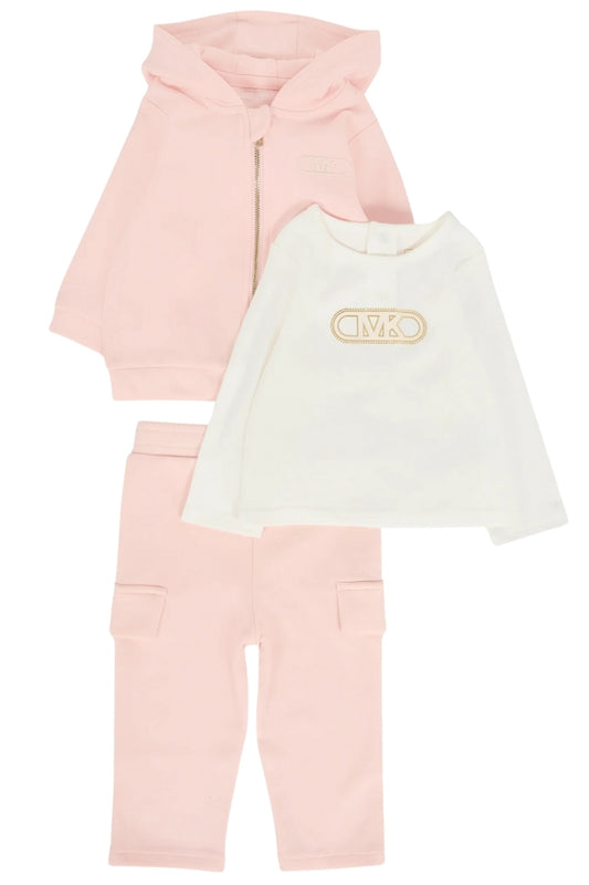 Completo tre pezzi da neonata e bambina con felpa, maglia e pantaloni  R30504